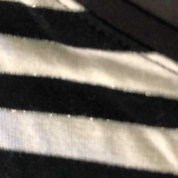 WHBM - NWOT black /white striped tee with silver accents. - Picture 3 of 4